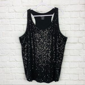 Lane Bryant Sequin Black All Over Stretch Tank Top